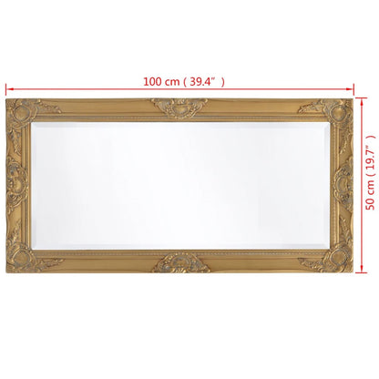 Specchio da Parete Stile Barocco 100x50 cm Oro - homemem39