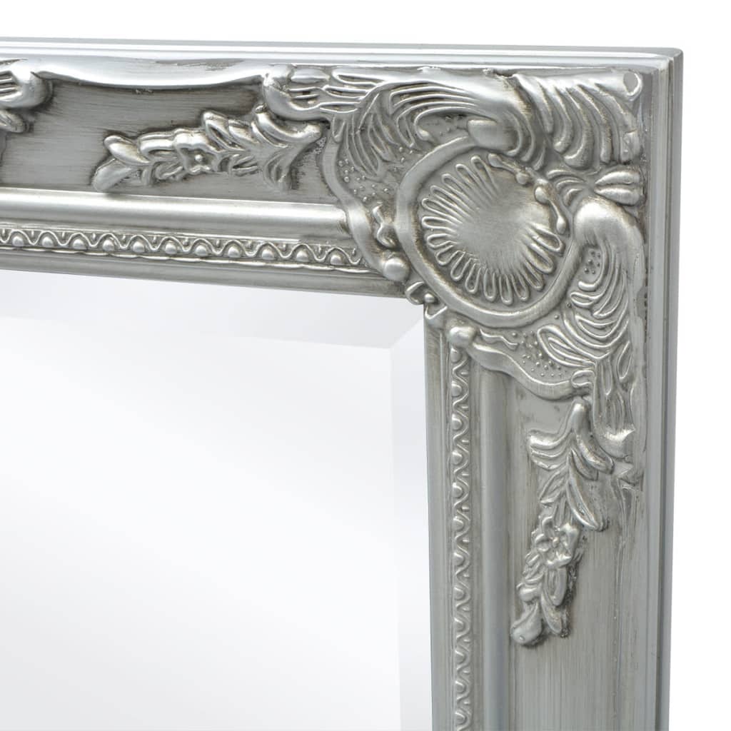 Specchio da Parete Stile Barocco 100x50 cm Argento - homemem39