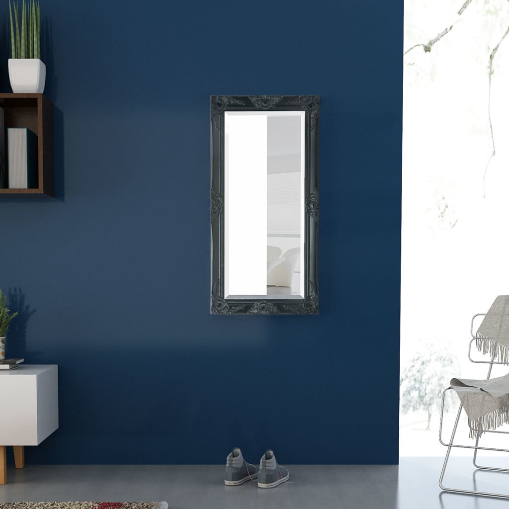 Specchio da Parete Stile Barocco 100x50 cm Nero | homemem39