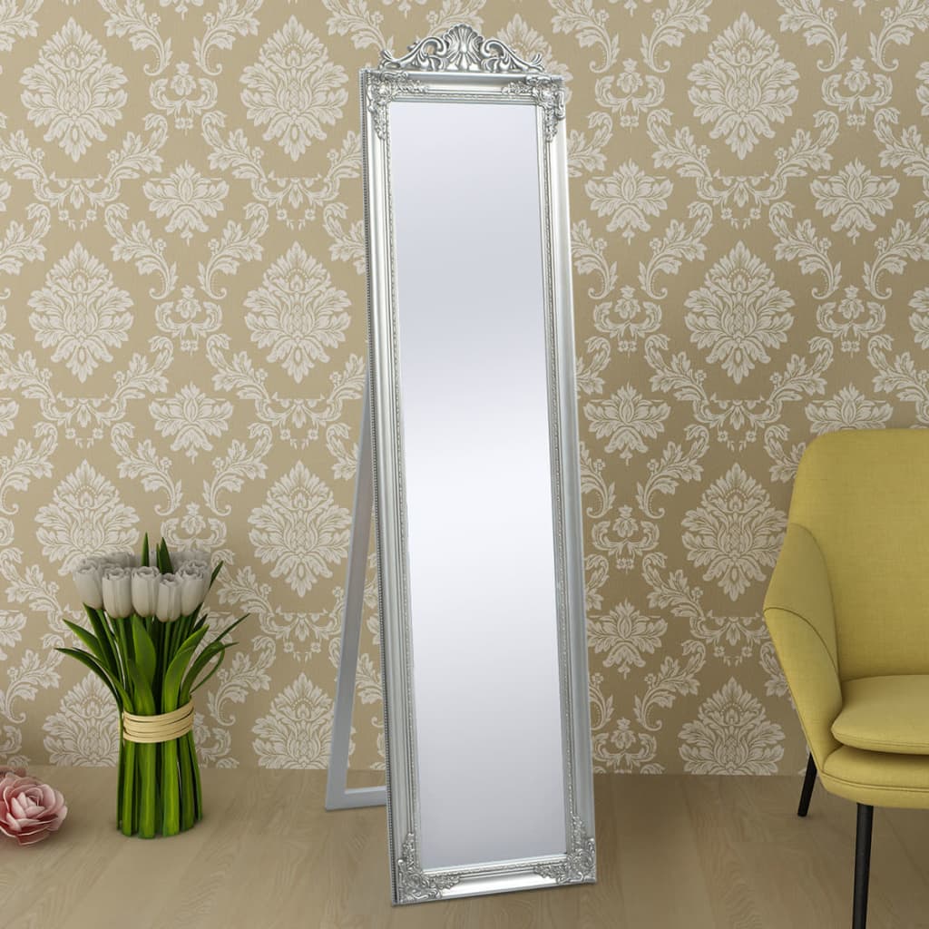 Specchio Autoportante Stile Barocco 160x40 cm Argento | homemem39