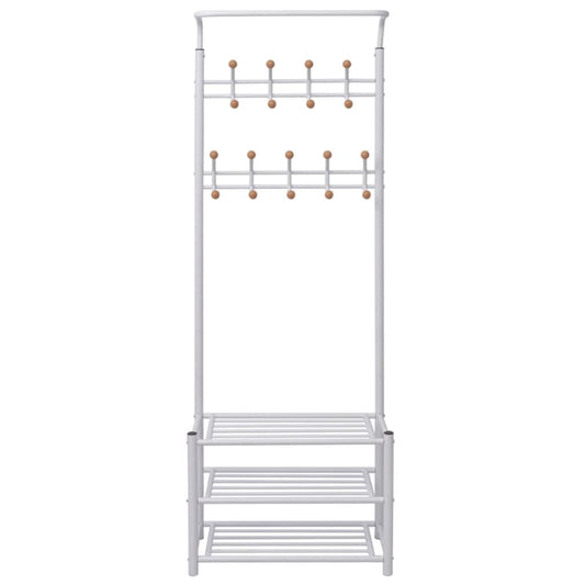 Appendiabiti con Poggiascarpe 68x32x182,5 cm Bianco - homemem39