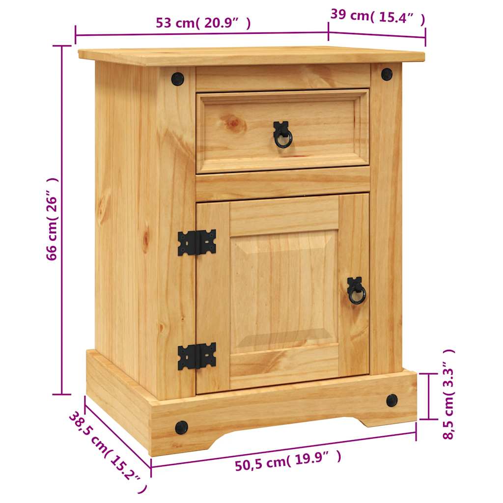 Comodino in Legno di Pino Messicano Corona Range 53x39x66 cm | homemem39