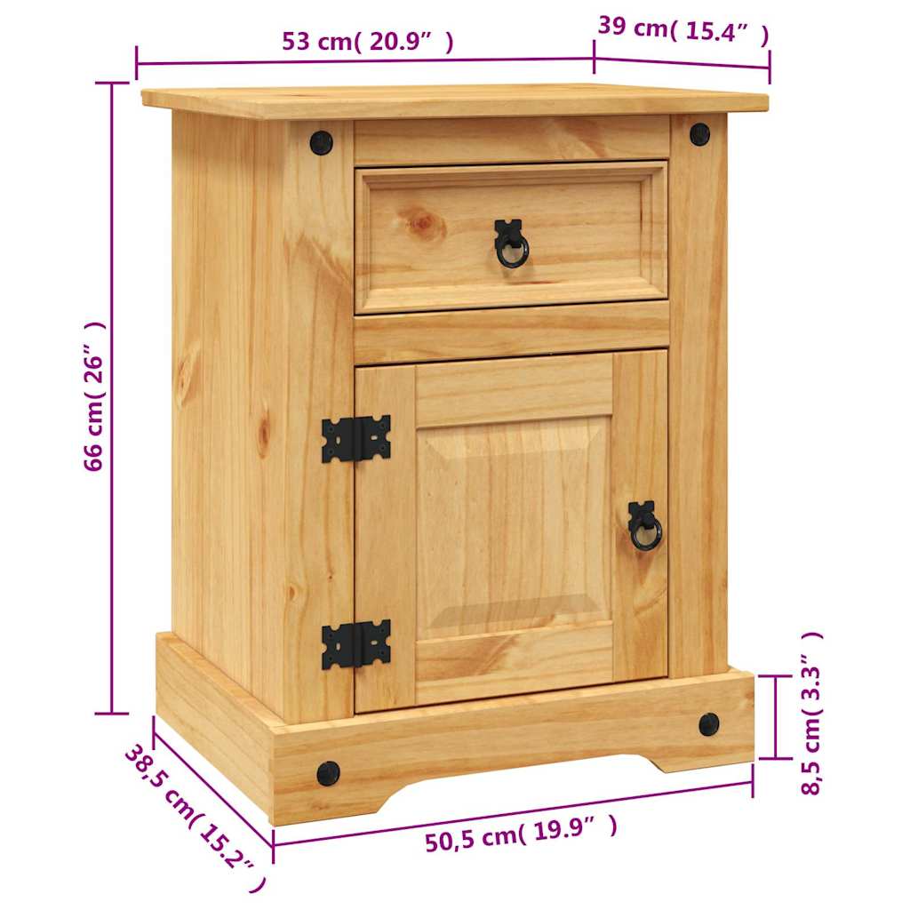 Comodino in Legno di Pino Messicano Corona Range 53x39x66 cm - homemem39