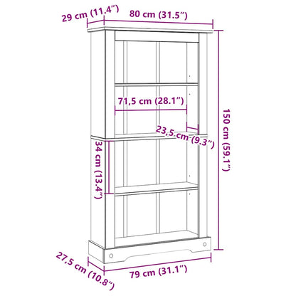 Libreria a 4 Ripiani Pino Messicano Corona Range 80x29x150 cm