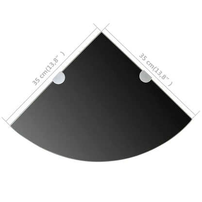Scaffale Angolare con Supporti Cromati in Vetro Nero 35x35 cm | homemem39