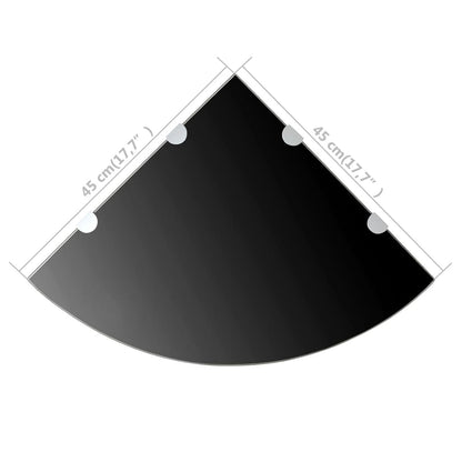 Scaffale Angolare con Supporti Cromati Vetro Nero 45x45 cm | homemem39