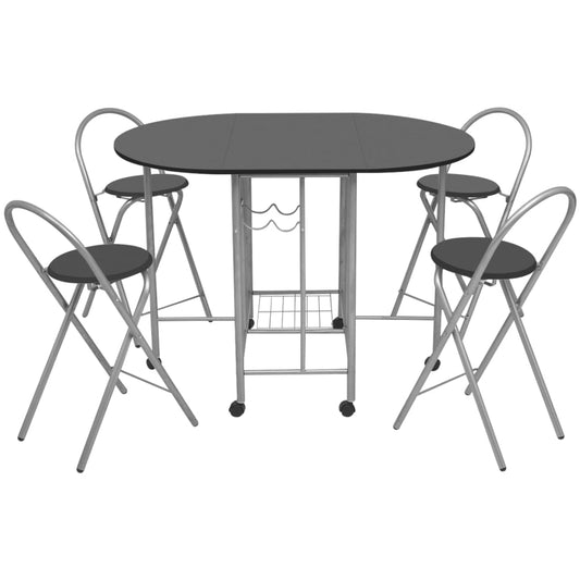 Set Tavolo e Sedie 5 pz Pieghevoli in MDF Nero - homemem39