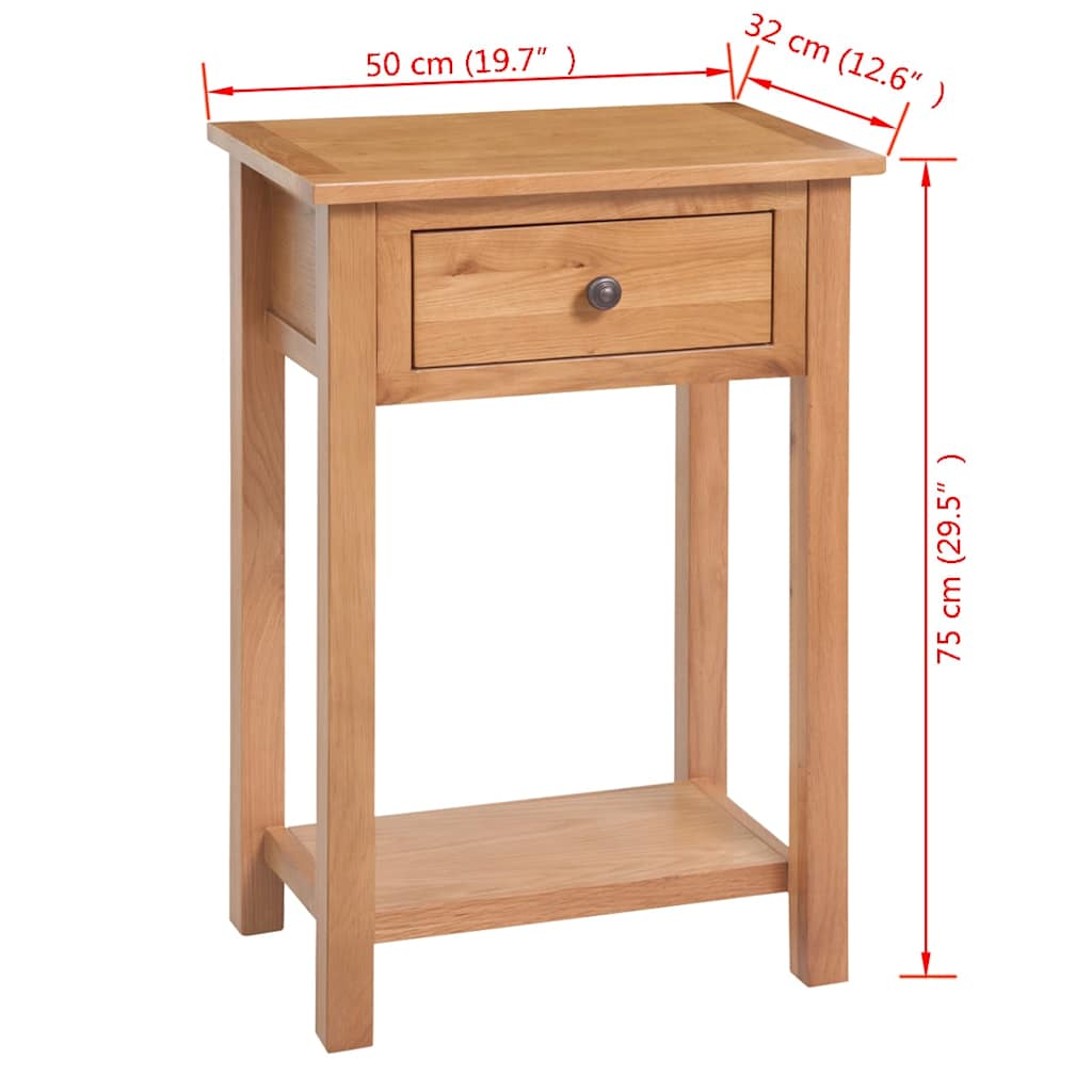 Tavolo Consolle 50x32x75 cm in Massello di Rovere