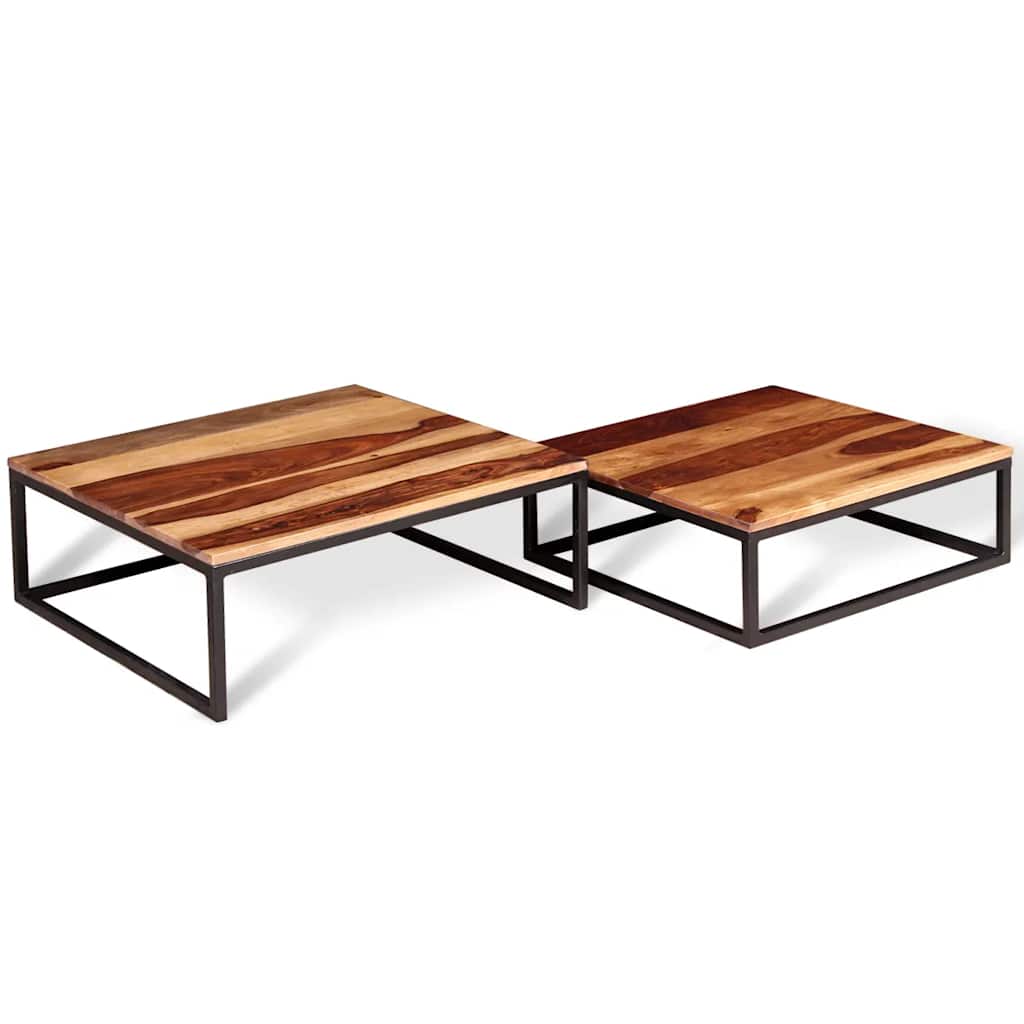 Set Tavolini ad Incastro 2 pz in Legno Massello di Acacia | homemem39