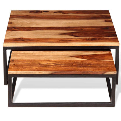 Set Tavolini ad Incastro 2 pz in Legno Massello di Acacia | homemem39