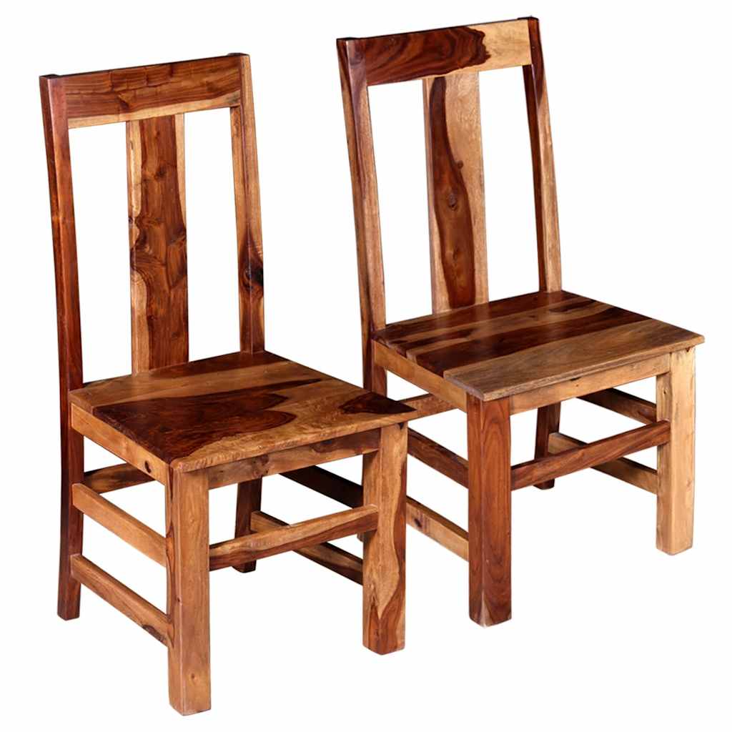 Set Sedie da Pranzo 2 pz in Legno Massello di Acacia