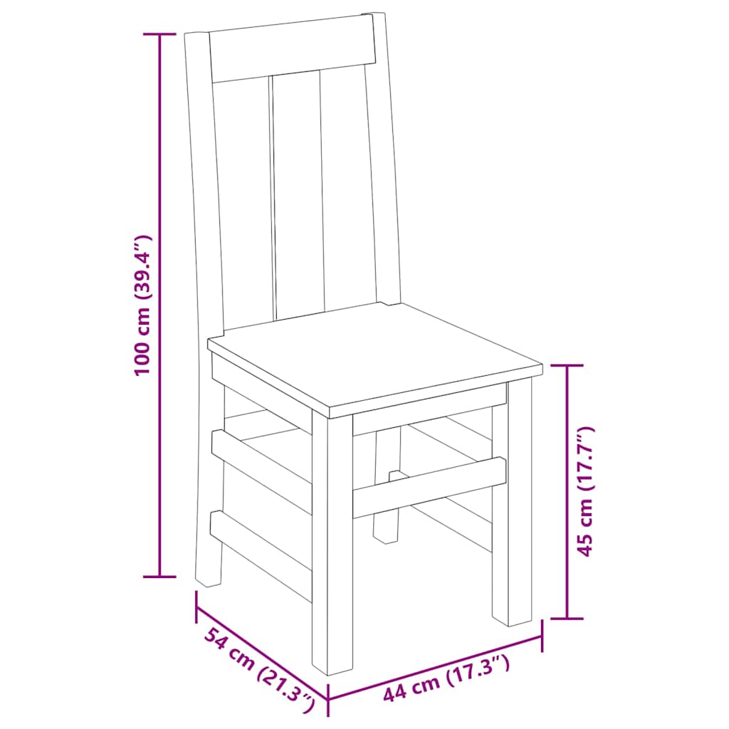 Set Sedie da Pranzo 2 pz in Legno Massello di Acacia | homemem39