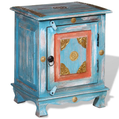 Comodino in Legno Massello di Mango Blu