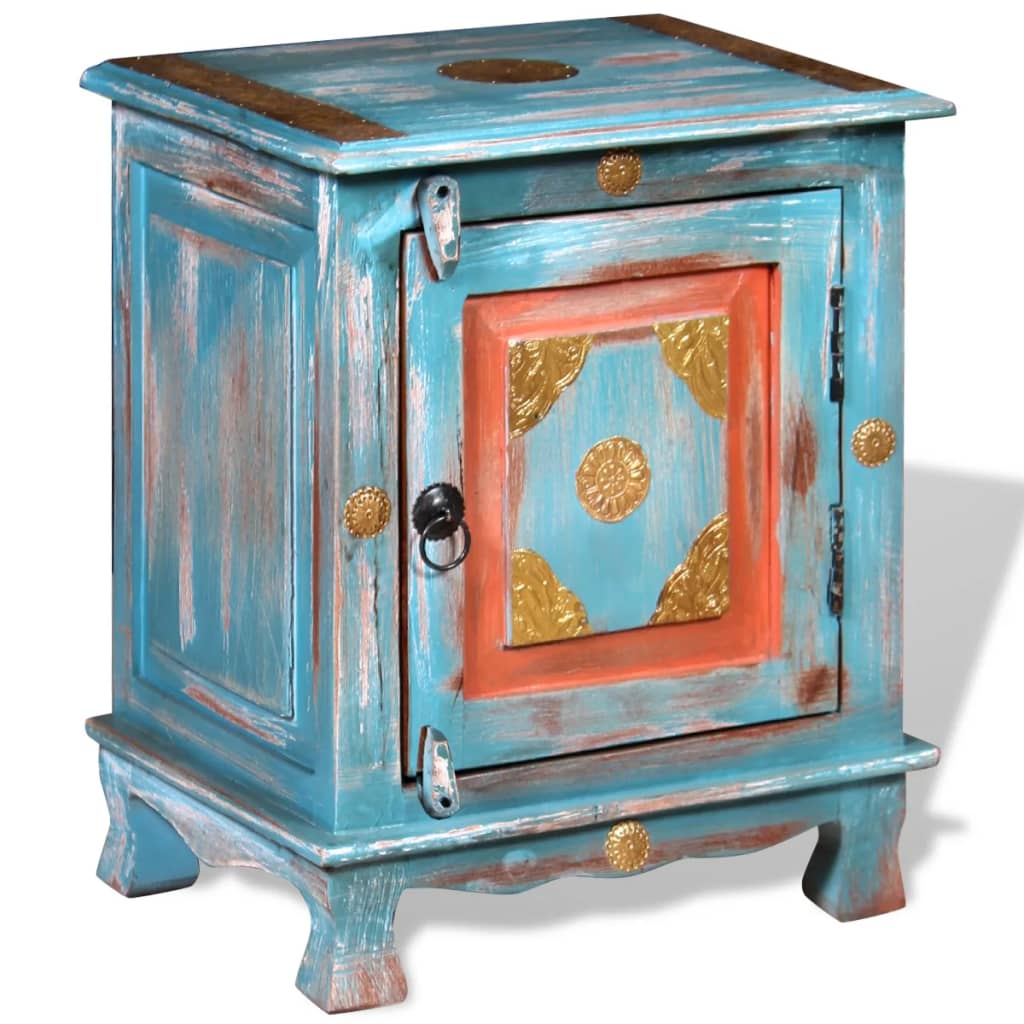 Comodino in Legno Massello di Mango Blu | homemem39