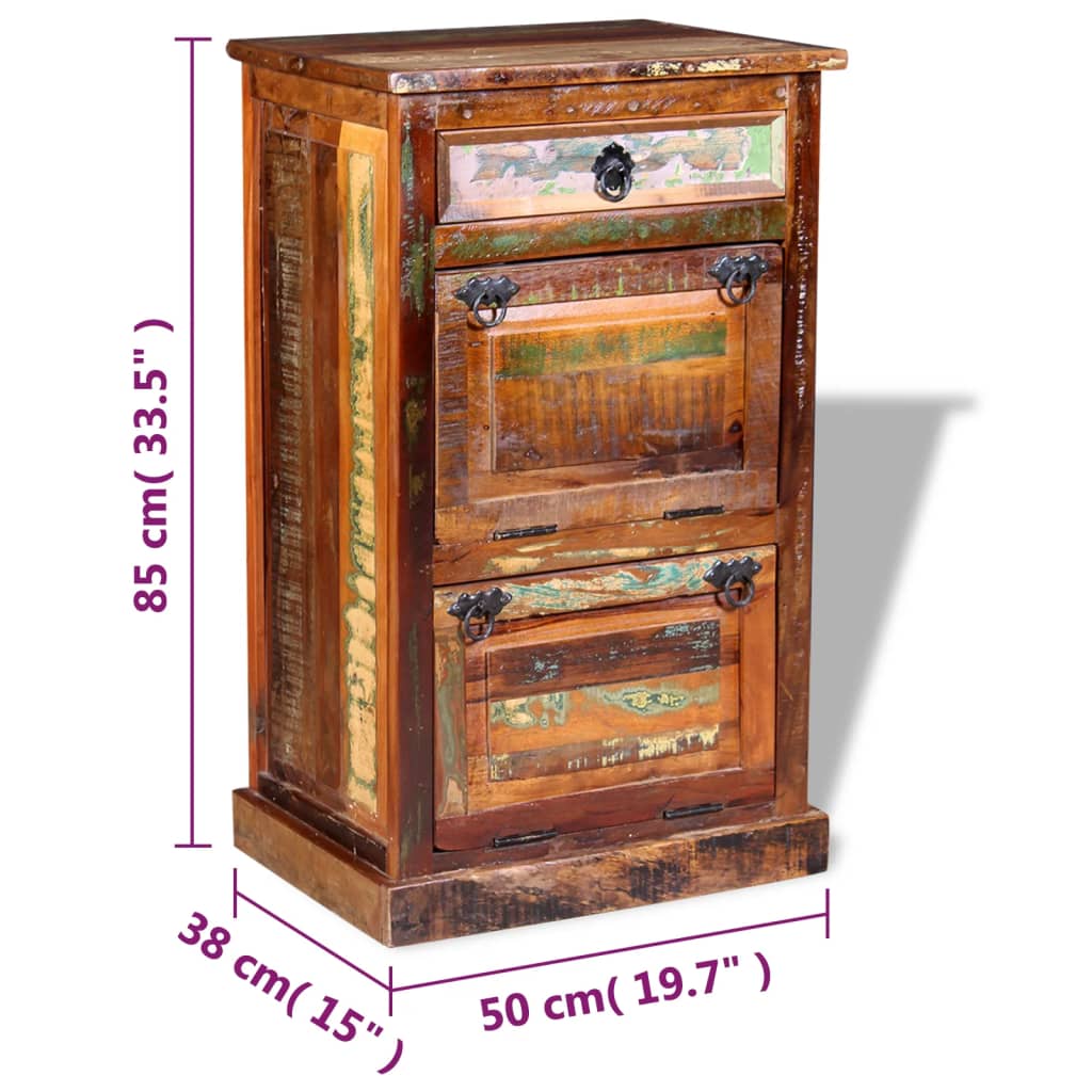 Scarpiera a 4 Livelli con Cassetto Legno Massello di Recupero - homemem39