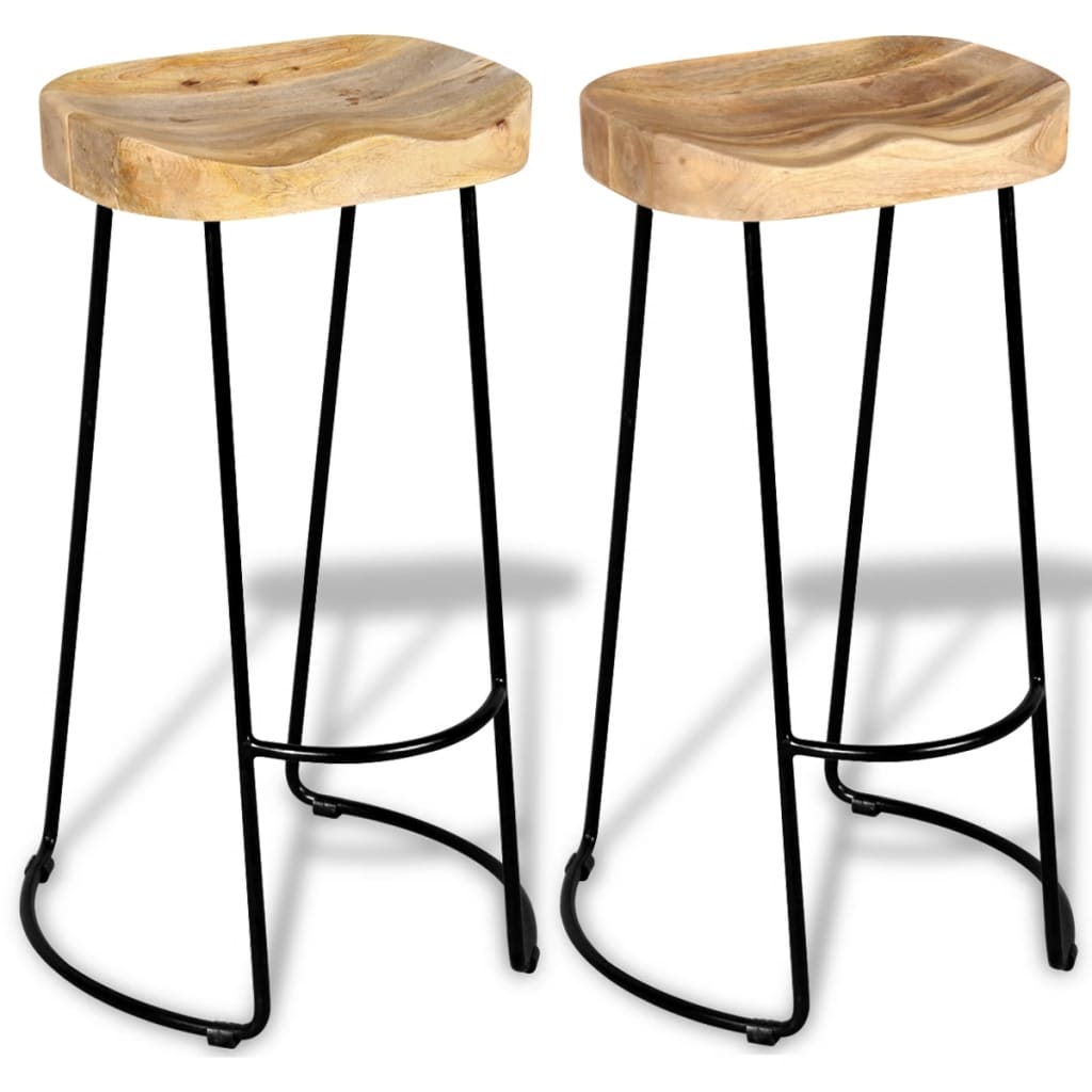 Bar Stools 2 pcs in Solid Mango Wood