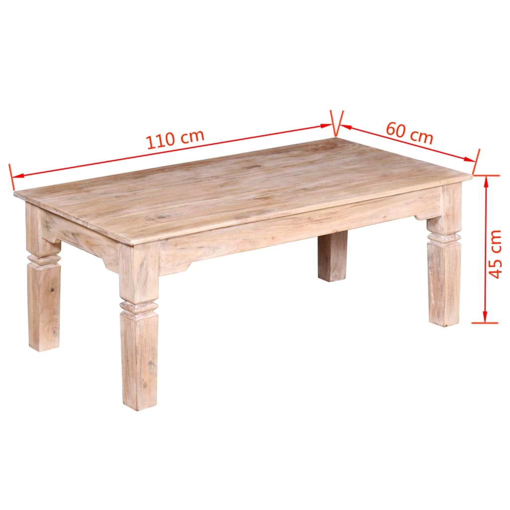 Tavolino da Salotto in Legno Massello di Acacia 110x60x45 cm | homemem39