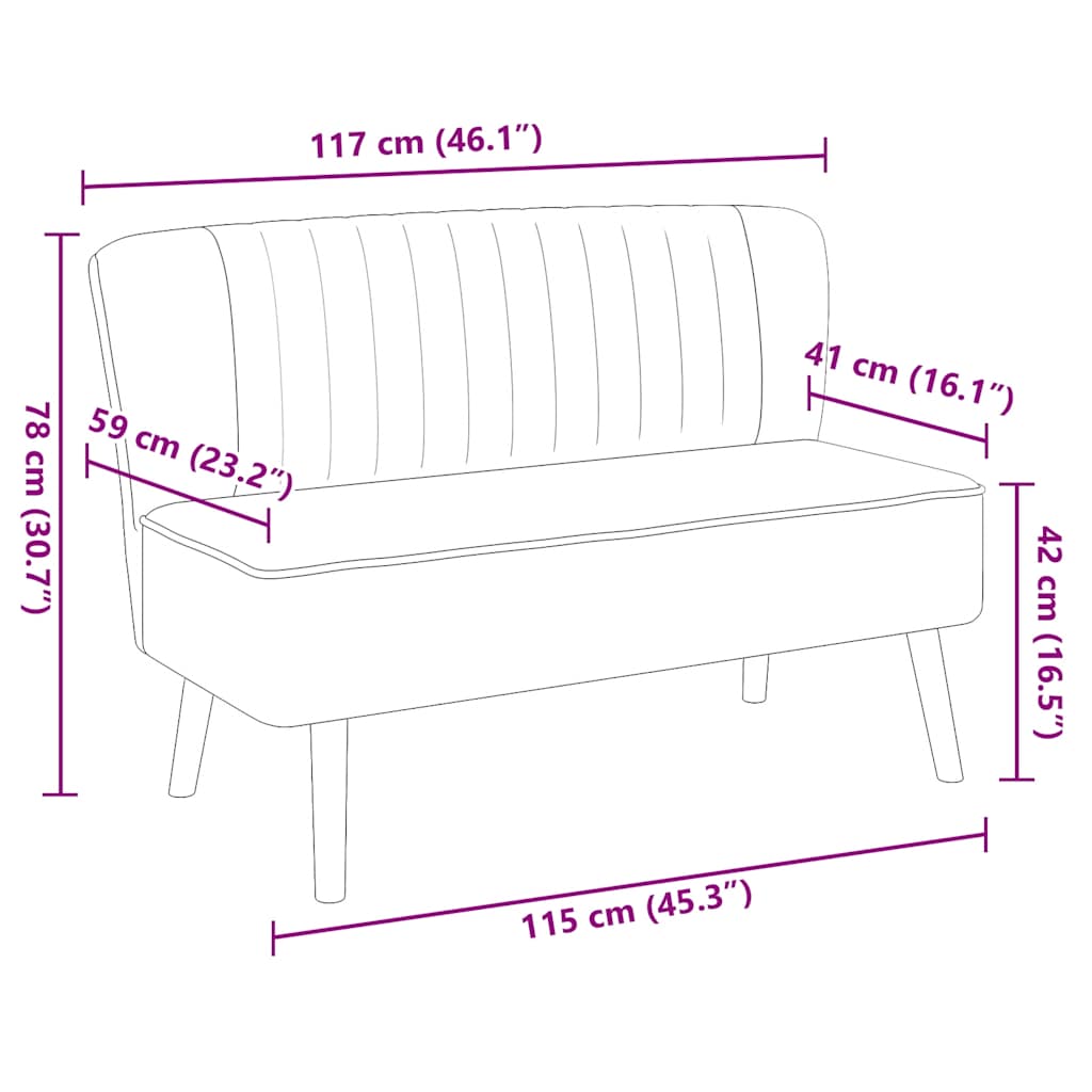 Divano in Tessuto 117x55,5x77 cm Blu
