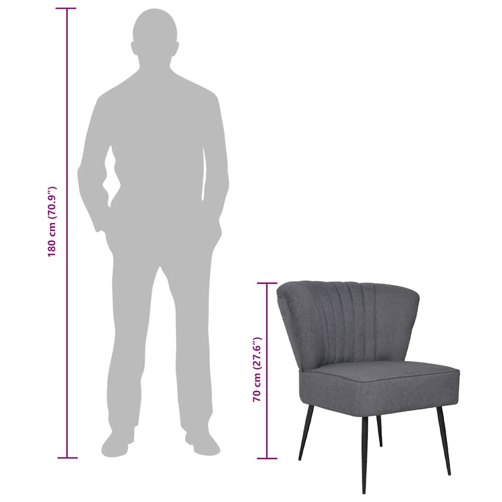 Sedia da Cocktail Grigio Scuro in Tessuto