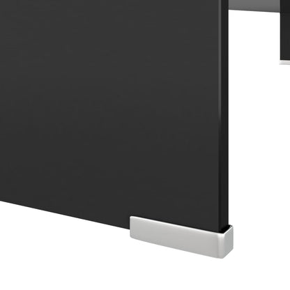 Mobile/Rialzo Porta TV in Vetro Nero 110x30x13 cm - homemem39