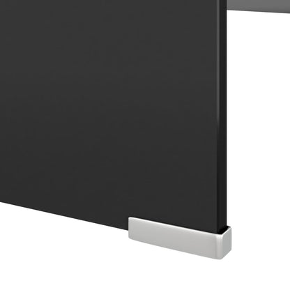 Mobile/Rialzo Porta TV in Vetro Nero 120x30x13 cm - homemem39