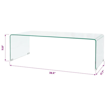 Tavolino da Salotto in Vetro Temperato 98x45x30 cm Trasparente | homemem39