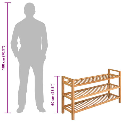 Scarpiera con 3 Ripiani 100x27x60 cm in Massello di Rovere