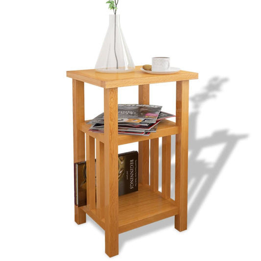 Tavolino da Salotto con Ripiano 27x35x55 cm Massello di Rovere - homemem39