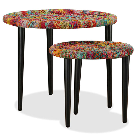 Set Tavolini Salotto 2 pz con Dettagli Chindi Onde Multicolore | homemem39