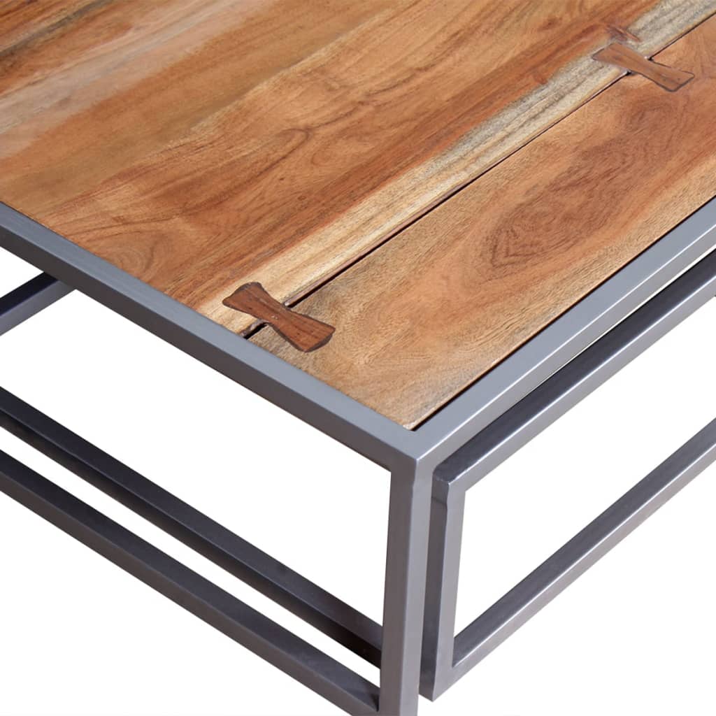 Set Tavolini da Salotto 2 pz in Legno Massello di Acacia | homemem39
