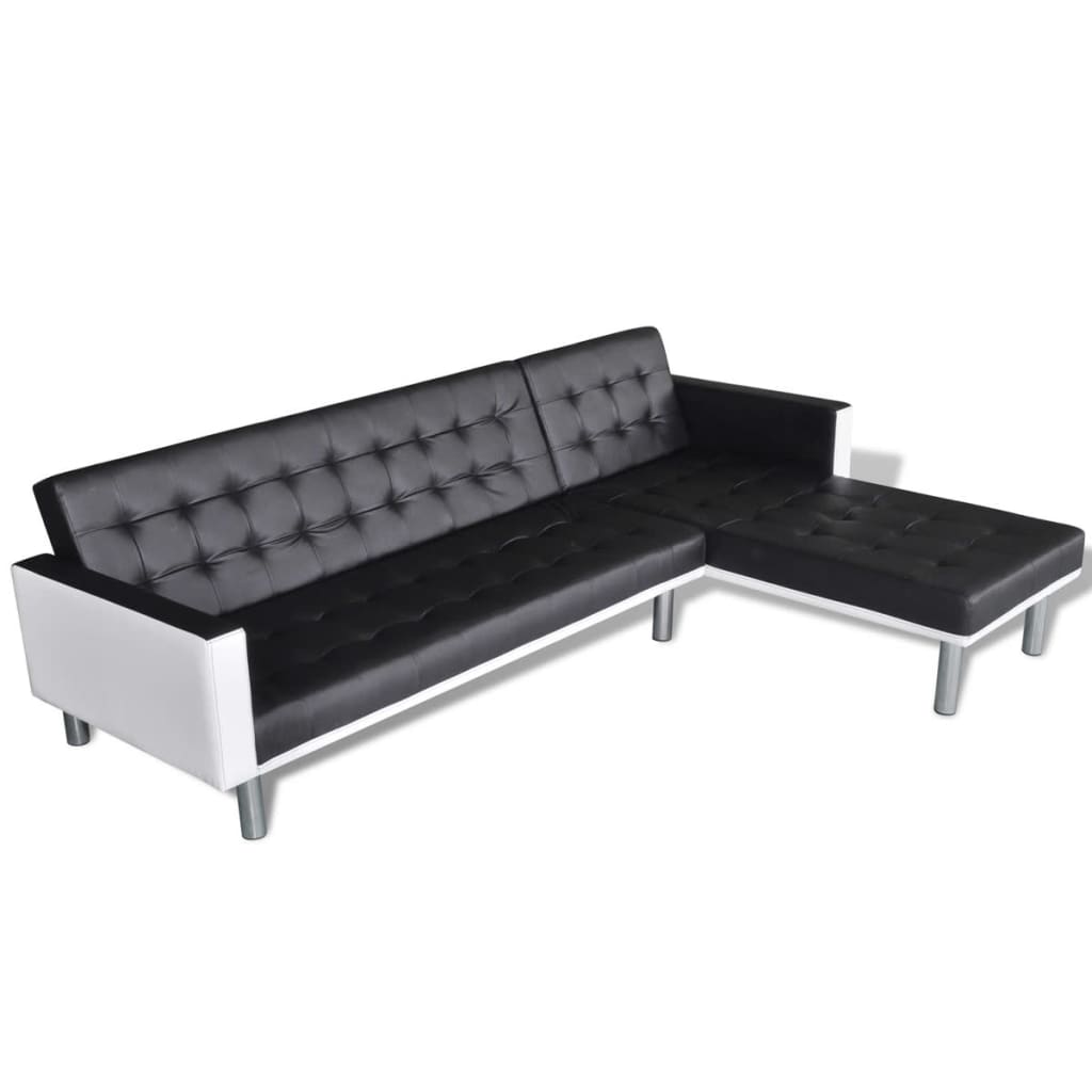 Divano Letto a L in Similpelle Nero | homemem39