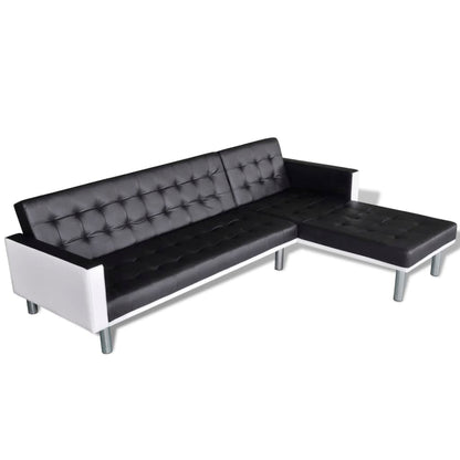Divano Letto a L in Similpelle Nero | homemem39