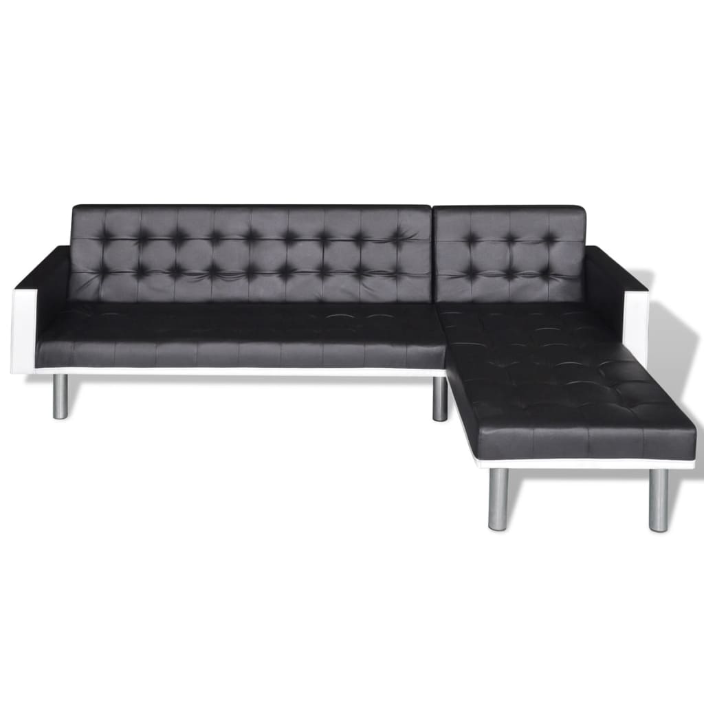 Divano Letto a L in Similpelle Nero | homemem39