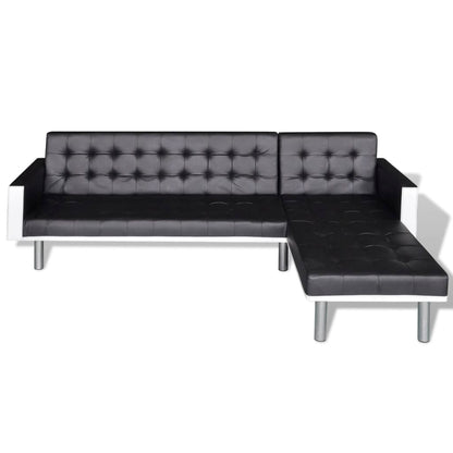 Divano Letto a L in Similpelle Nero | homemem39