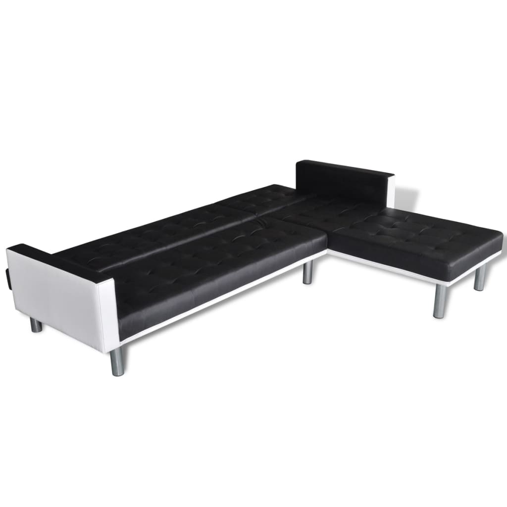 Divano Letto a L in Similpelle Nero | homemem39