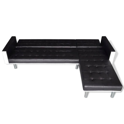 Divano Letto a L in Similpelle Nero | homemem39