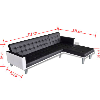 Divano Letto a L in Similpelle Nero | homemem39