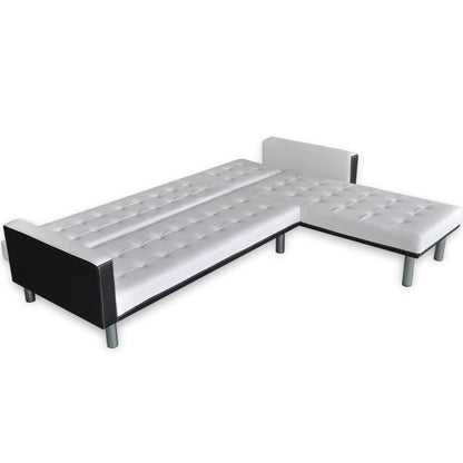 Divano Letto a L in Pelle Artificiale Bianco | homemem39