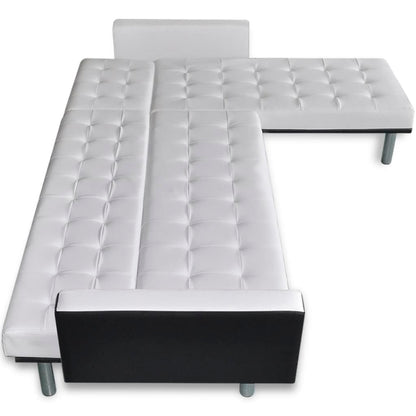 Divano Letto a L in Pelle Artificiale Bianco | homemem39