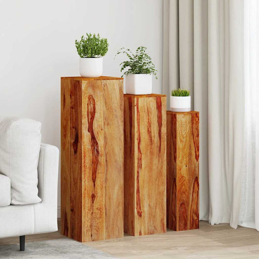 Supporti per Piante 3 pz in Massello di Acacia Marrone - homemem39