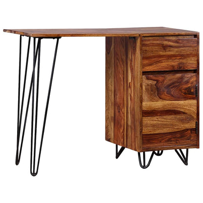 Scrivania con 1 Cassetto 1 Armadietto Legno Massello Acacia - homemem39
