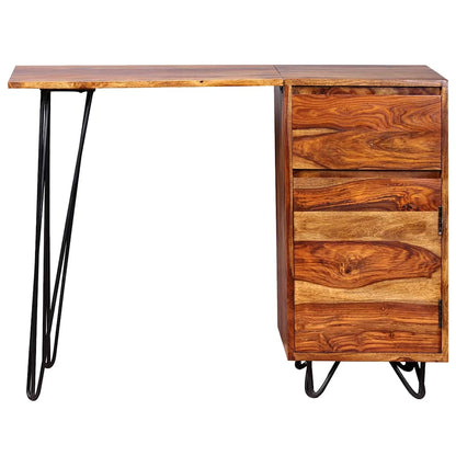 Scrivania con 1 Cassetto 1 Armadietto Legno Massello Acacia - homemem39