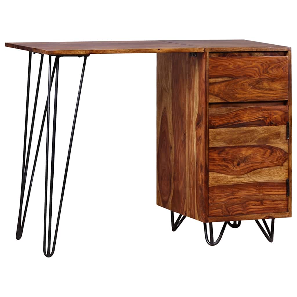 Scrivania con 1 Cassetto 1 Armadietto Legno Massello Acacia - homemem39
