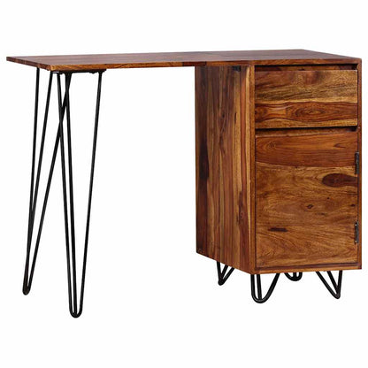 Scrivania con 1 Cassetto 1 Armadietto Legno Massello Acacia - homemem39