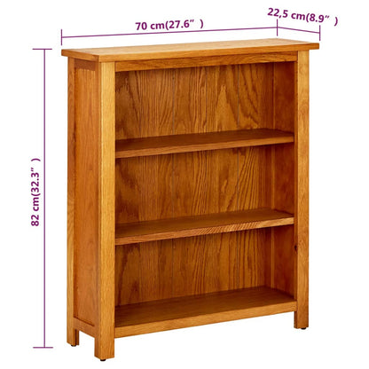 Libreria a 3 Ripiani 70x22,5x82 cm in Massello di Rovere | homemem39