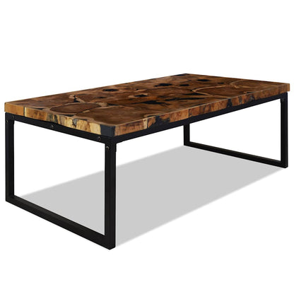 Tavolino da Salotto in Legno di Teak e Resina 110x60x40 cm | homemem39