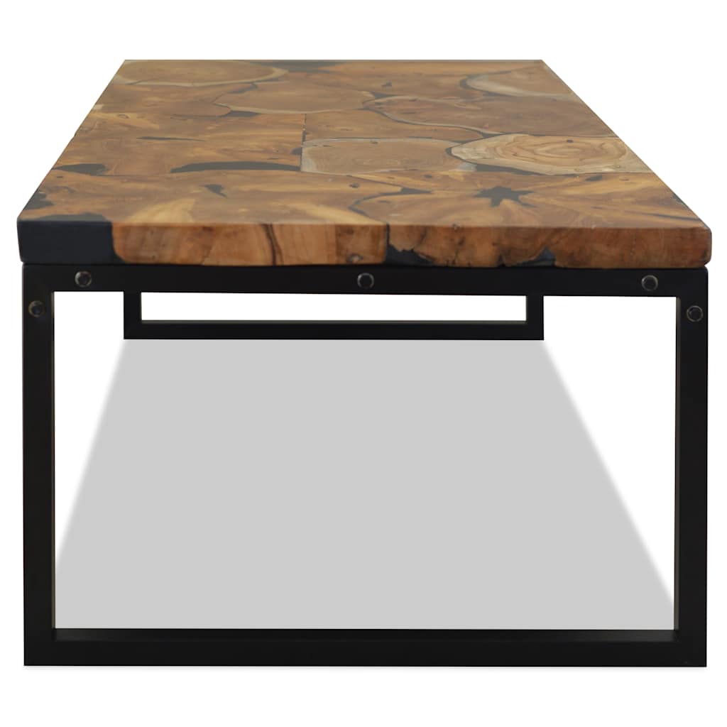Tavolino da Salotto in Legno di Teak e Resina 110x60x40 cm | homemem39