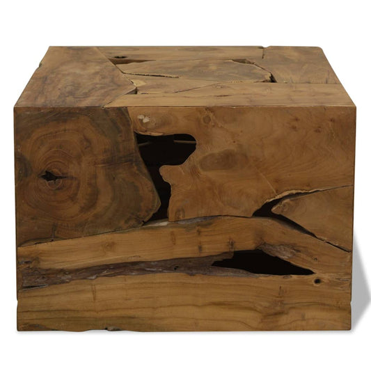 Tavolino da Caffè in Autentico Legno di Teak 50x50x35cm Marrone | homemem39