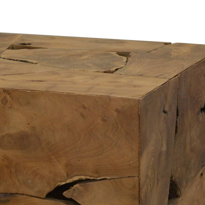 Tavolino da Caffè in Autentico Legno di Teak 50x50x35cm Marrone | homemem39