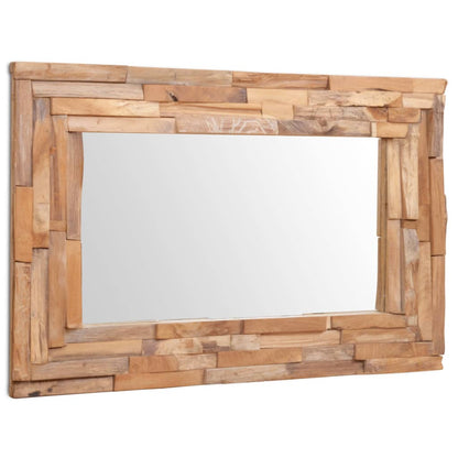 Specchio Decorativo in Legno di Teak 90x60 cm Rettangolare - homemem39